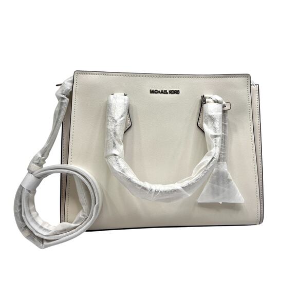 NEW MICHAEL KORS HOPE Handbag Women Large Satchel Purse 35T0SWXS3L OPTIC WHITE - Picture 15 of 16